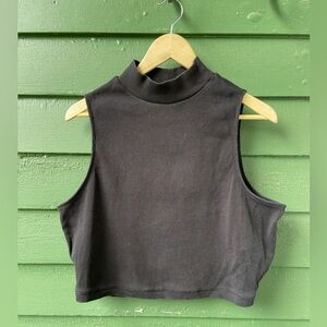 Everlane Cropped Mock Neck Tank - XL - Black